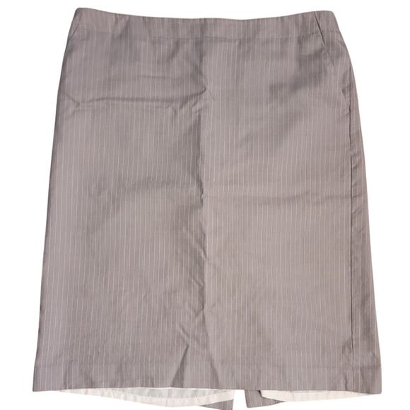 Vntg 2008 Banana Republic Gray Wool Silk Pinstriped Career Skirt Size 14 Y2K - Picture 1 of 9